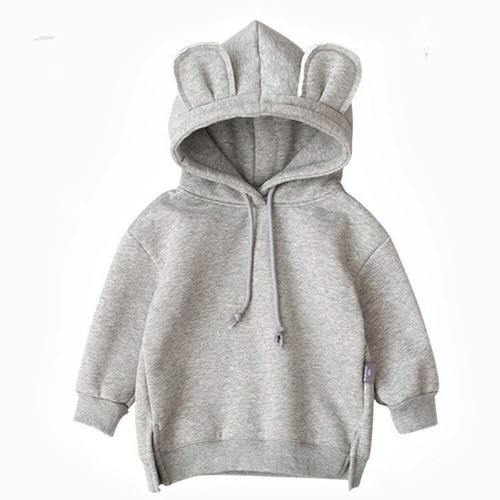 Cartoon Solid Color T-shirt Sweater Fleece Long-sleeved Hooded Children's T-shir - Picture 2 of 48