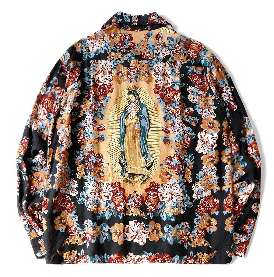 KAPITAL Silk rayon virgin Mary open collar shirt black new | eBay