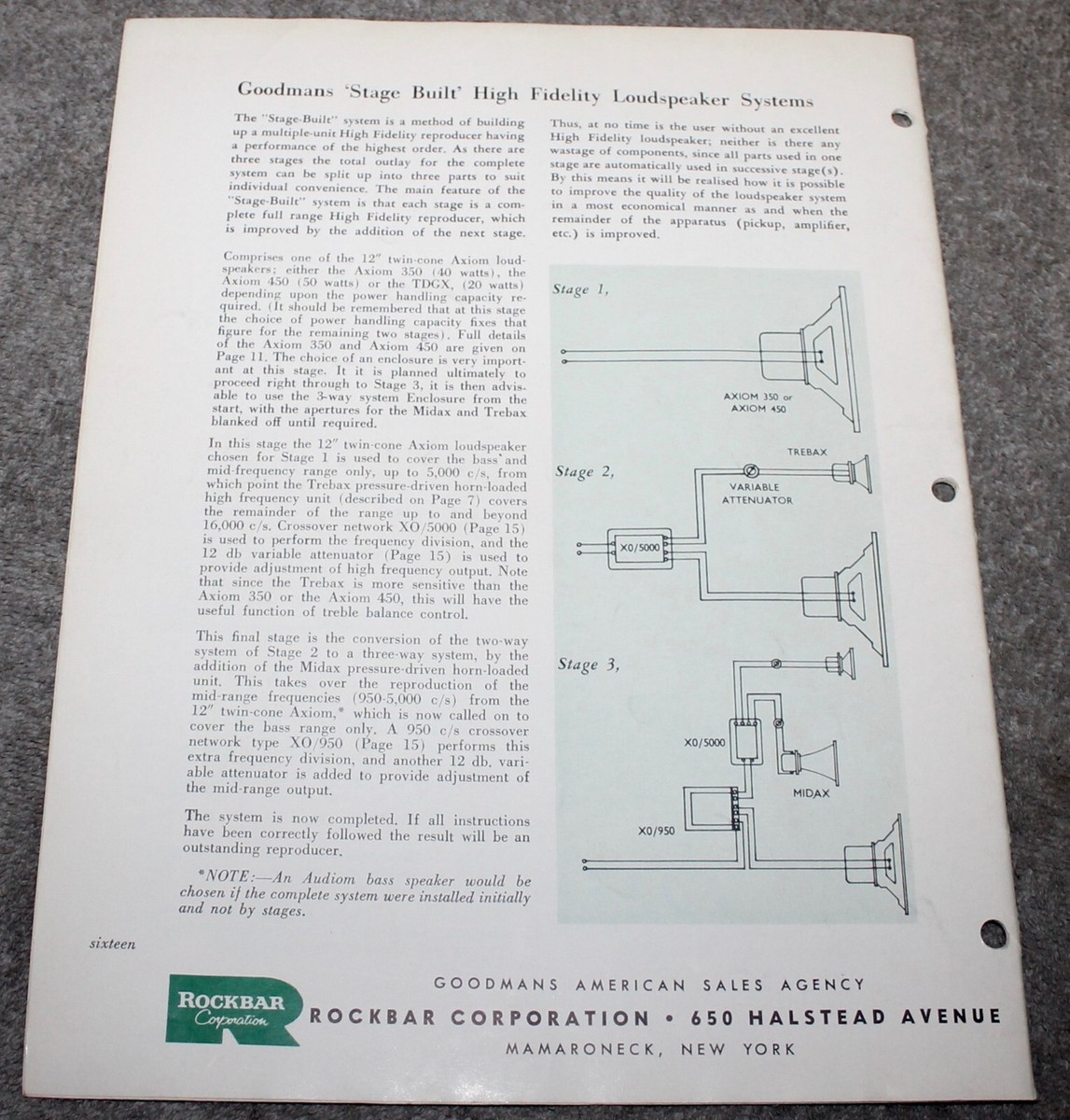 VINTAGE 1950'S GOODMAN'S HIGH FIDELITY LOUDSPEAKERS CATALOG W