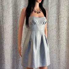 NWOT BCBGMAXAZRIA Silver Strapless Mini Dress Metallic Prom Party Size 6