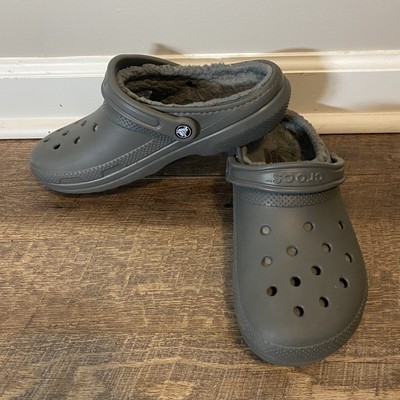 Faux Fur Fleece Lined Clogs Gray Unisex 