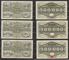 Karlsruhe  3x  500.000 Mark  Kassenfrisch  UNC  Notgeld  aus Baden ( 1076