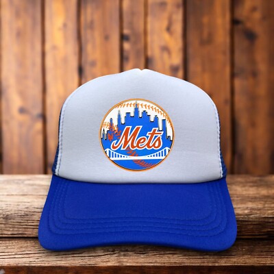 New York Mets Mens Trucker Hat Blue Snapback Adjustable Snapback Baseball Cap