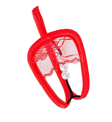 C-String C String unsichtbar Spitze rot weiße Perlen SEXY Burlesque