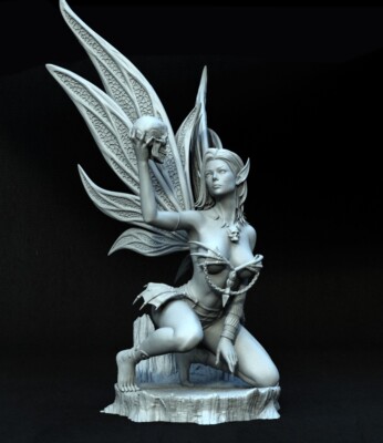 Dark Fairy (1) - Unpainted 1/24 75mm Large scale resin model kit and base E3D
