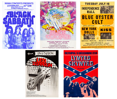 5) 1970s SABBATH ZEPP COOPER KISS SKYNYRD 13 x 19 Reproduction