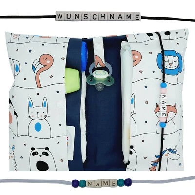 HANDMADE XXL Windeltasche mit Name Wickeltasche Mädchen Junge Geburt Baby Tiere Zoo bunt