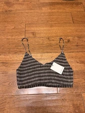 NWT Acacia Swimwear Astrid Cotton Crop Tank Bra Top Medium M Check Presley New