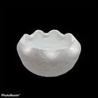 Indiana Milk Glass Ruffled Rose Bowl Vase Container Vintage White Quilt Pattern