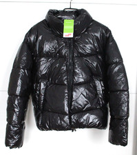 Neu Damen Jacke Winterjacke schwarz glänzend Steppjacke Wasserabweisend Gr. 46