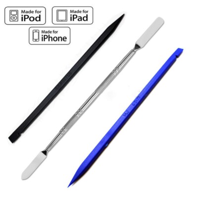 NEU 3 STCK. HEBELN REPARATUR ÖFFNUNGSWERKZEUGE FÜR iPHONE - SCHWARZ & BLAU NYLON + SPUDGER UK