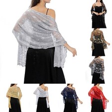 Shimmering Sequin Glitter Scarf Wrap for Evening Parties and Prom Nights
