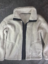 Frye And Co. Sherpa Zip Up Womans Size Small Cream White W Blue Zip Up