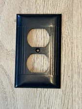 Vintage Black Sierra Outlet Plate Ribbed Cover Salvage USA Made