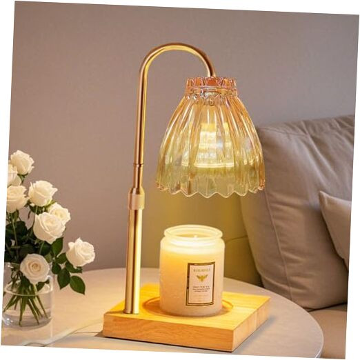 Dimmable Gold Candle Warmer Lamp with Timer and 2 Bulbs  