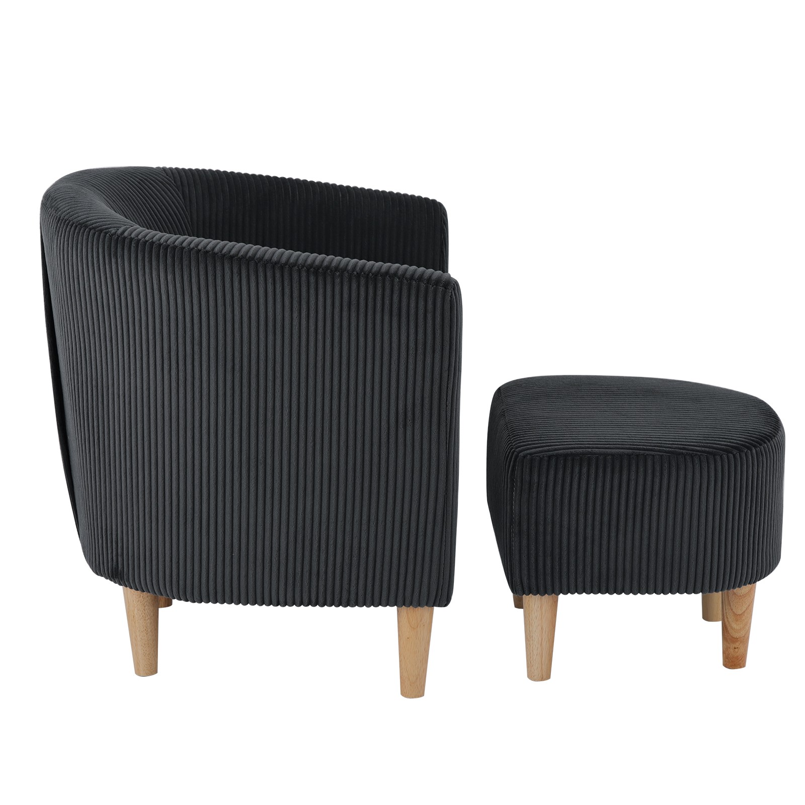 Accent Modern Armchair Swivel Single Sofa w/Ottoman Chair Black for Living Room