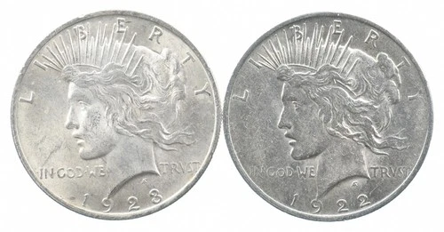 1923 & 1922 & Peace Silver Dollar $1 Bullion Collection Lot *957
