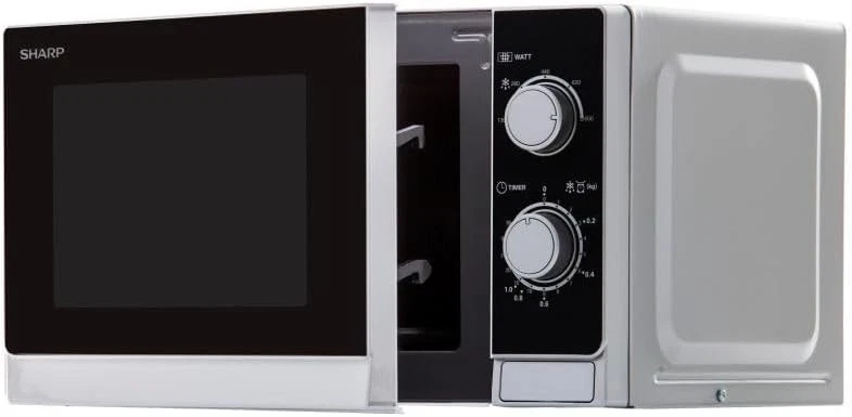 Sharp R200INW - Microonde, 20 l, controllo meccanico, 800 W, colore: argento - Immagine 2 di 3