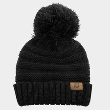 Cable Knit Ribbed Chunk Pom Pom Beanie Hat
