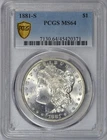 1881-S MORGAN SILVER DOLLAR PCGS MS64 BLAST WHITE BU LUSTER