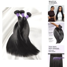LUVME 12A Brazilian Straight 12 14 16in 3 Bundle Virgin Remy Human Hair