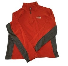 Boys Bright Orange The North Face Fleece Jacket Size Large 14/16 Quarter Zip