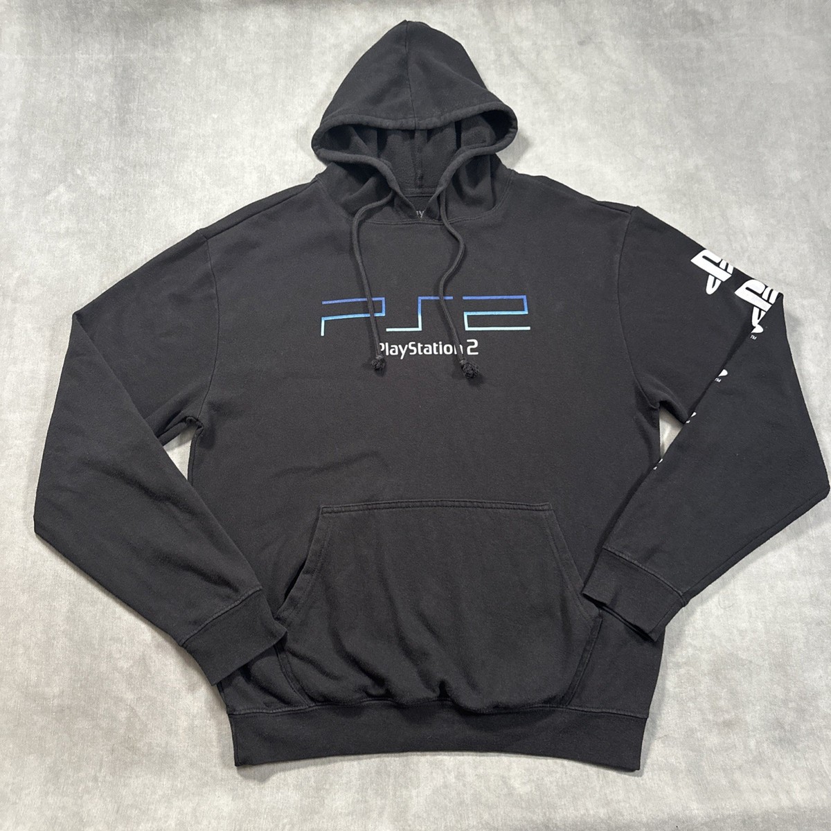 VINTAGE Sony Playstation Sweatshirt Hoodie SMALL Black PS2 Logo