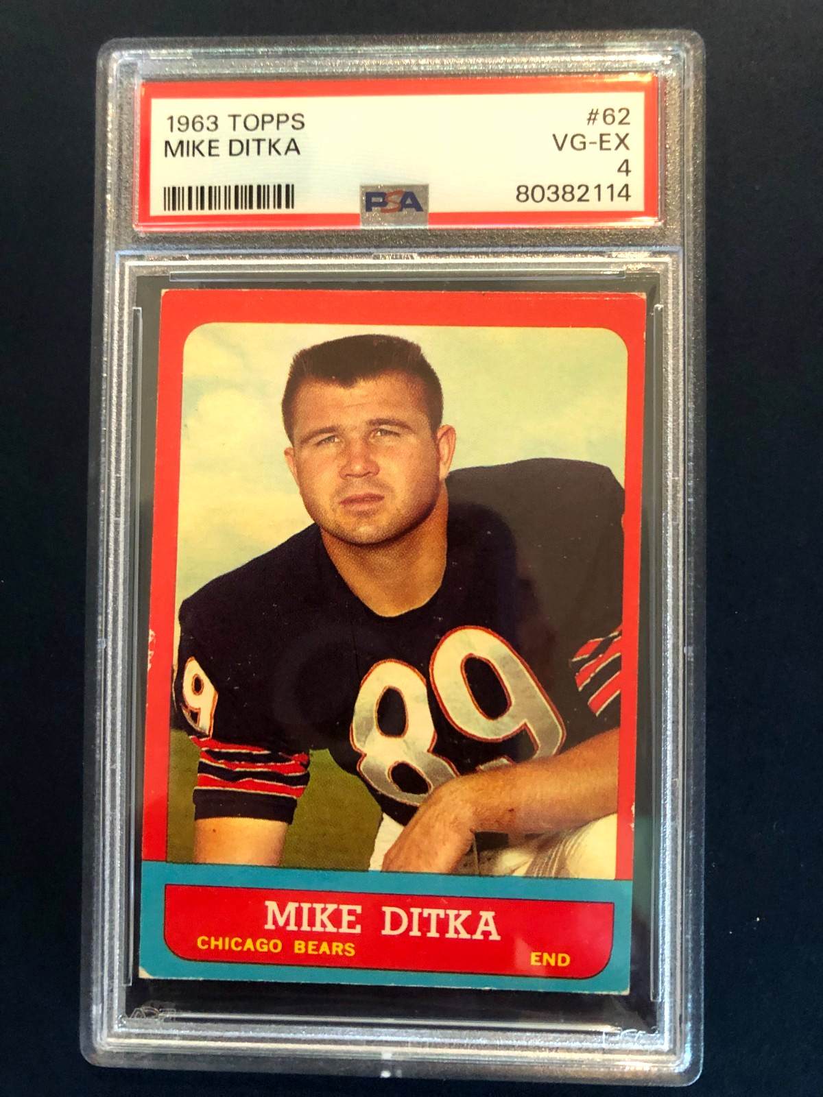 1963 Topps Football - Mike Ditka #62 Graded EX PSA 4 Chicago Bears HOF