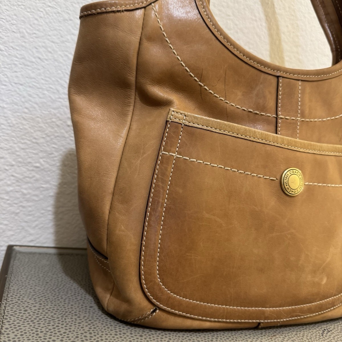 COACH Vintage 65th Anniversary Ergo Burnished Leather Shoulder Bag