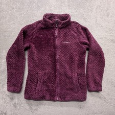 Columbia Fleece Jacket Youth XL Purple Textured Full Zip Cozy Pockets Warm