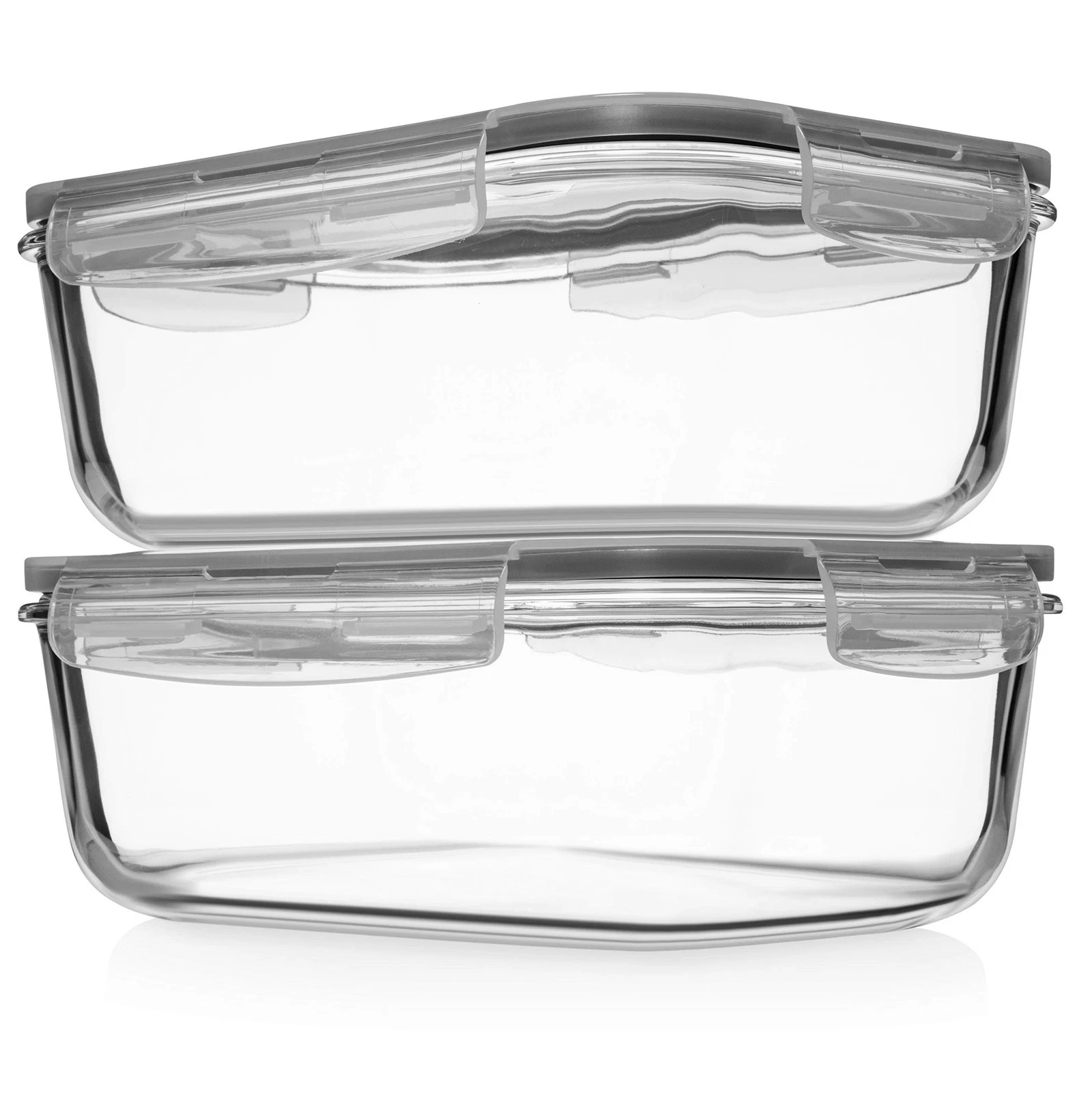 8 Cups/ 63 Oz 4 Piece (2 containers + 2 Lids) Large Glass Food Storage/ Bakin...