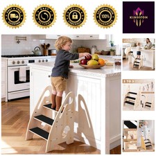 Versatile 3-Step Wooden Stool - Ideal for Bathroom, Kitchen, and Bedroom Use