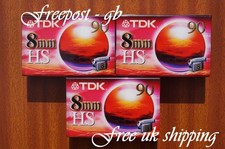 3 x TDK P5-90 HS VIDEO 8mm / Hi8 CAMCORDER TAPES / CASSETTES - HIGH STANDARD