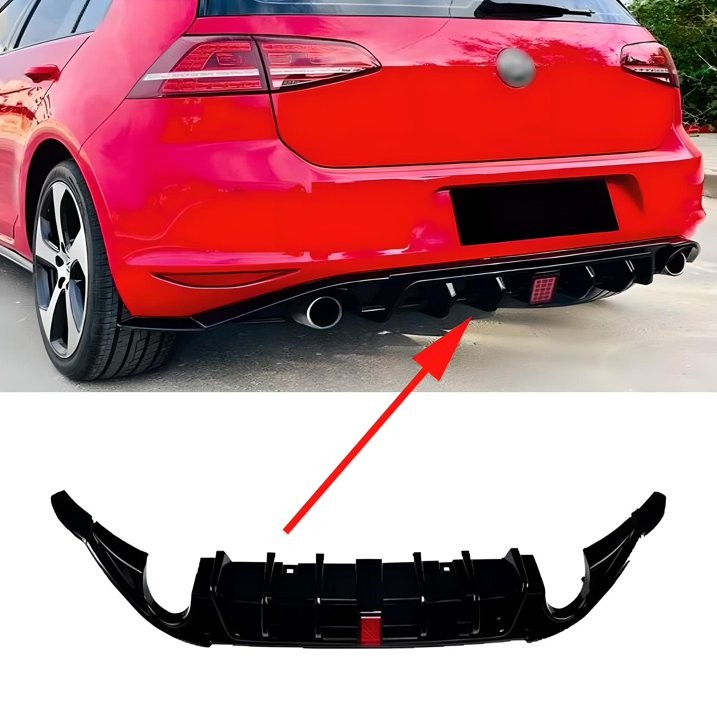 Rear Bumper Diffuser Lip W/ Light Body kit For 14-17 Golf 7 MK7 GTI GTD ...