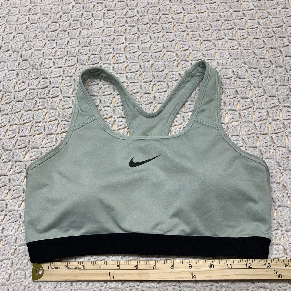 Sujetador Nike Pro Dri-Fit espalda deportiva para mujer talla L verde negro gimnasio para correr 823312-321 Foto 4 de 4