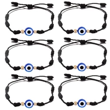 6 Pieces Handmade Knots Red Black Evil Eye Bracelets for Protection and Good Luc