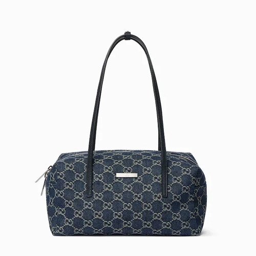 New Gucci Melrose Medium Boston Bag GG denim Dark Blue 875228 Japan Authentic