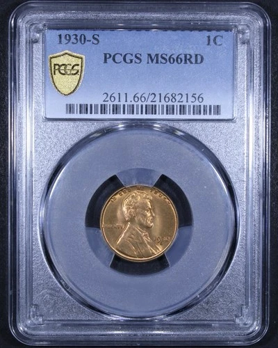 1930-S Lincoln Wheat Cent - 1c PCGS MS66 RD - Red - PCGS Gold Shield