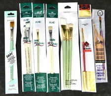 Lot of 10 Different Artist Painting Brushes, Folk Art Plaid  Aleen's