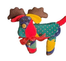 Sun Point Co Moose Plush Whimsical Patchwork Reindeer Decorative Plush w/Bell