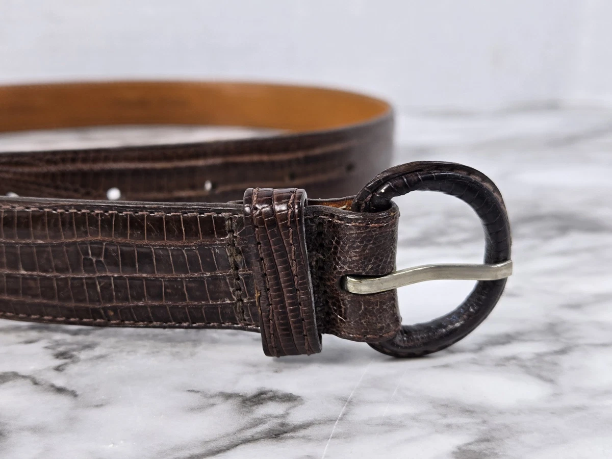 Rare Find! Polo Ralph Lauren Vtg Cognac Brown Lizard Embossed Leather Belt Sz 30 Buy Polo Ralph Lauren Tan Brown Saddle Leather Logo Belt  main image 2