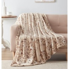 Elie TAHARI Faux Fur Oversized Floral Blanket...