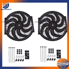 2X 12" Inch Universal Slim Fan Pull Electric Radiator Cooling 12V Mount Kit