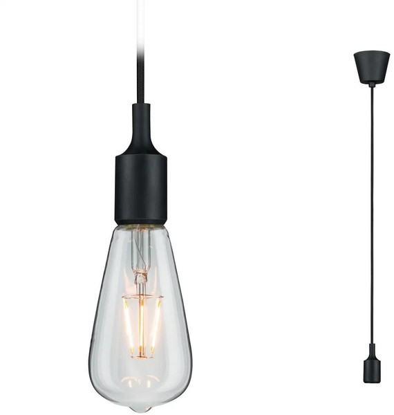 Paulmann Neordic Pendelleuchte Ketil IP44 E27 Max. 20W Schwarz Dimmbar, Silikon/-image