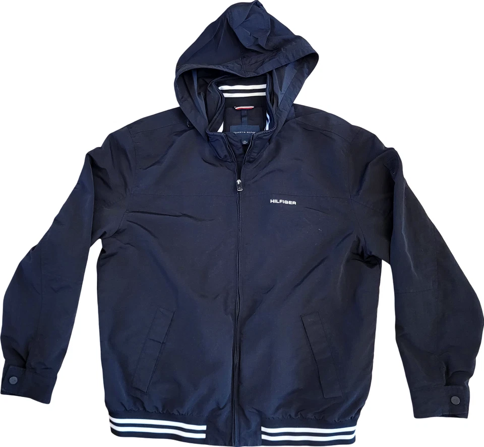 Tommy Hilfiger Hombres Chaqueta con Capucha Negra XXL Poliéster Calce Ajustado Ropa Informal Foto 2 de 4