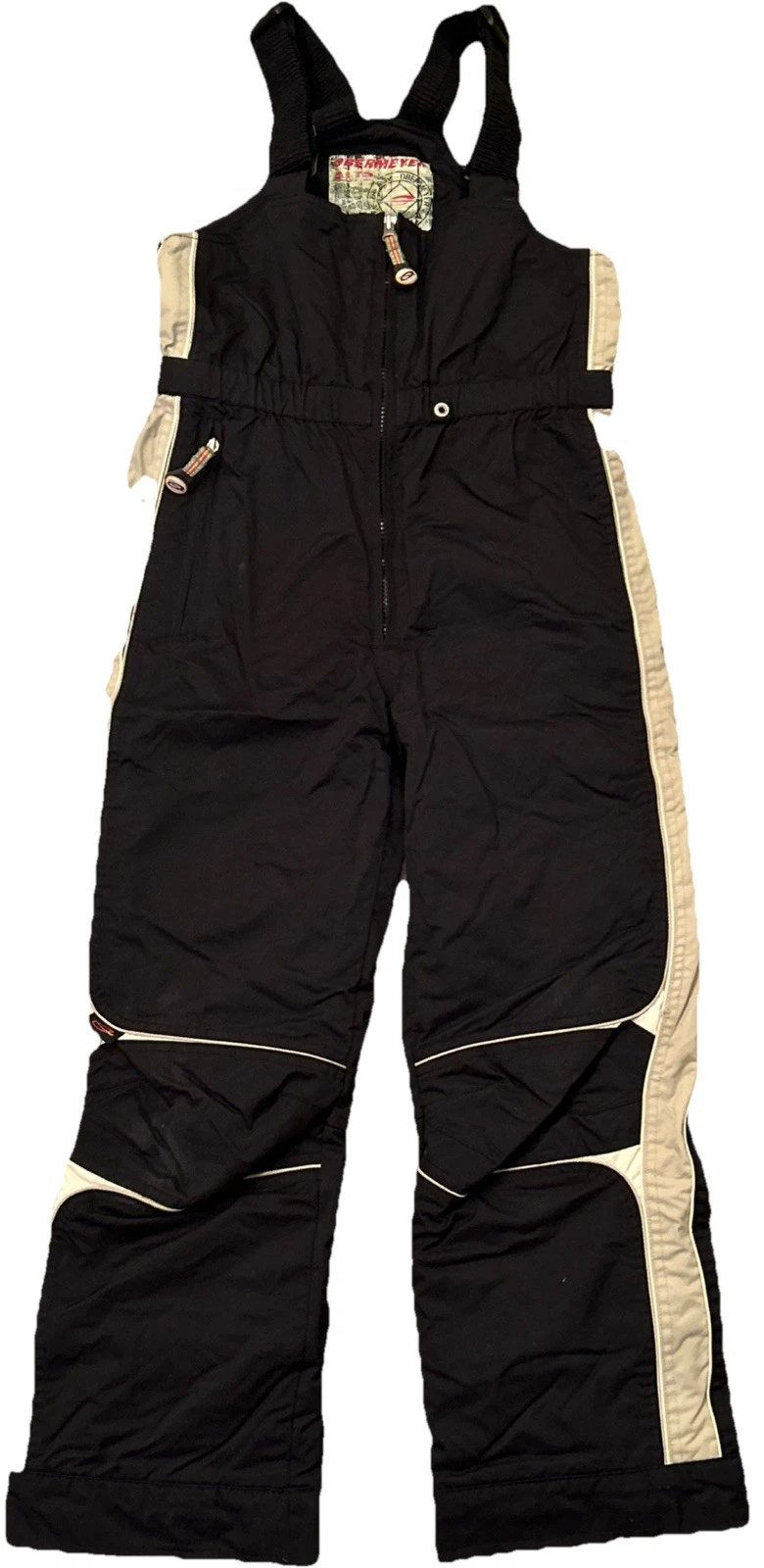 Obermeyer Youth Size 8 Overalls Snow Bib Pants I Grow Unisex Black Striped