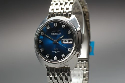 Vintage 1972 [N MINT] Seiko 5 Actus SS 6106-7600 Blue Dial At Men's Watch JAPAN