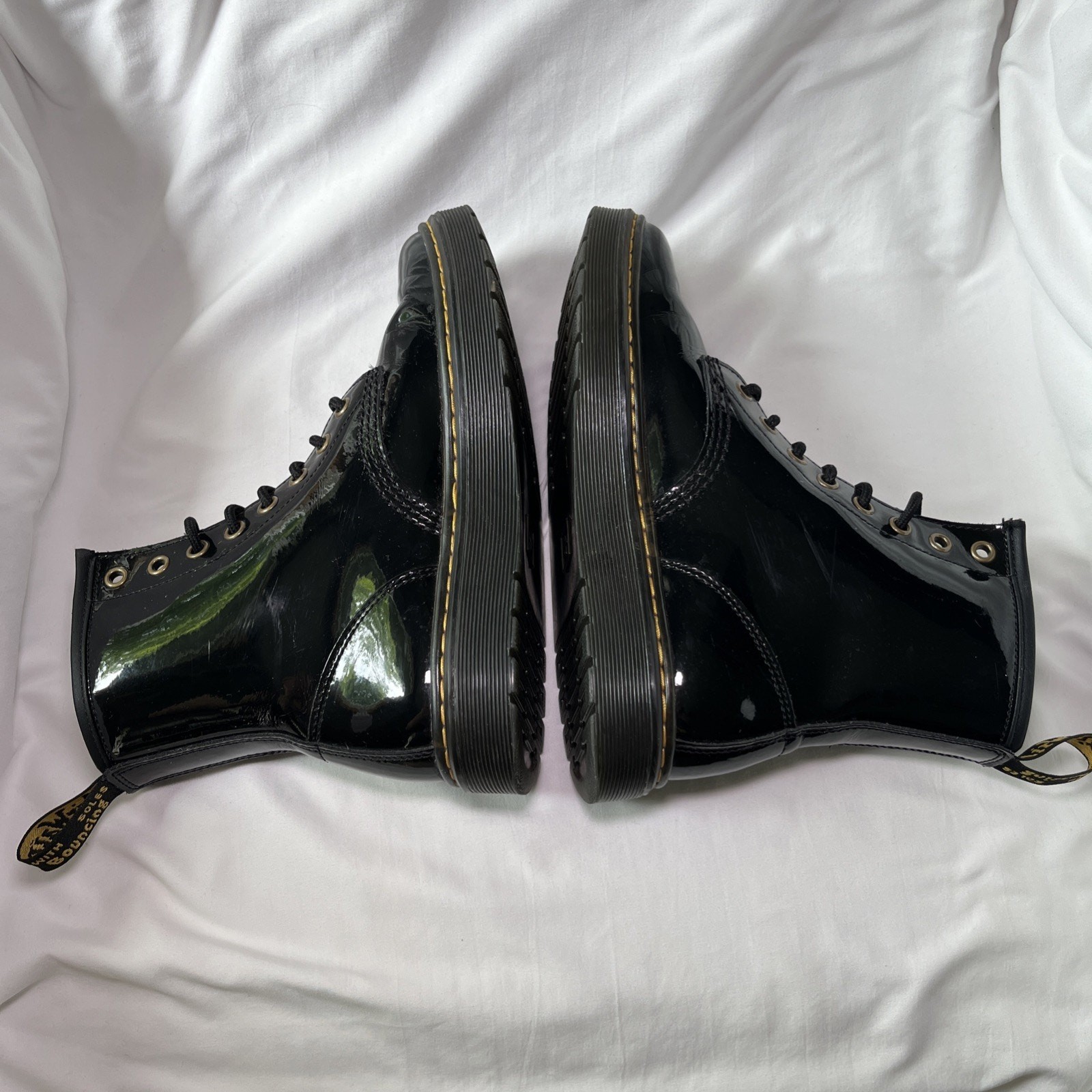 Dr Doc Martens Zavala 7 Men 6 Black Air Wair Smooth Leather Combat Boots Patent thumbnail 9