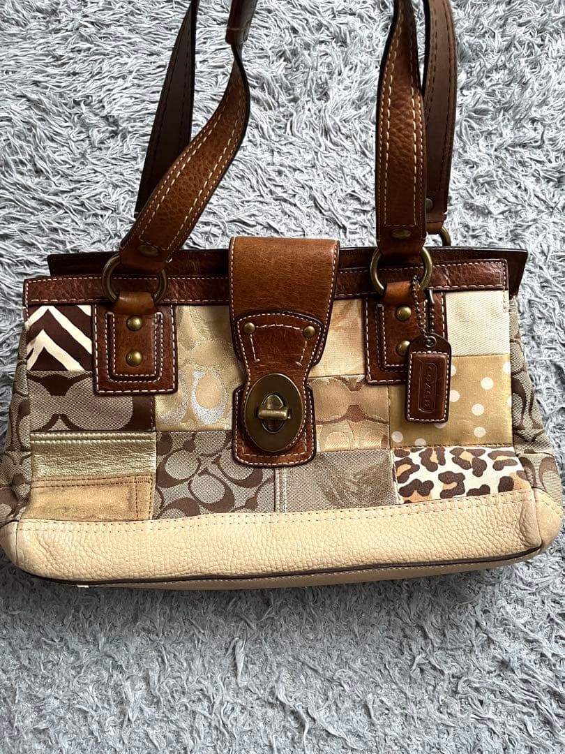 Coach Suede Patchwork Turnlock Bag Multi Color Ze… - image 2
