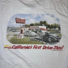 In-N-Out Burger Shirt Mens M White California First Drive-Thru! Classic Car